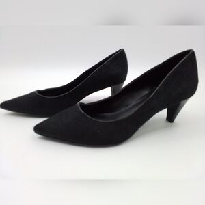 NEW LOGO by Lori Goldstein Black CALF HAIR Leather Joan Pumps Heels Shoes 7.5 M